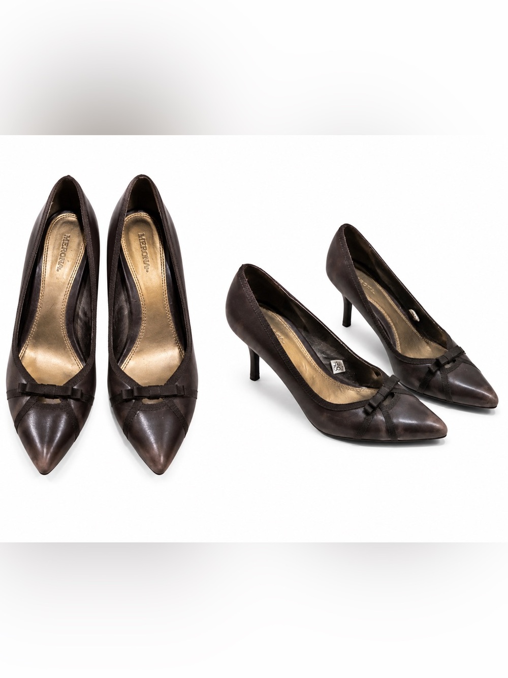 Merona Brown Pointed-Toe Kitten Heel Pumps with Bow
